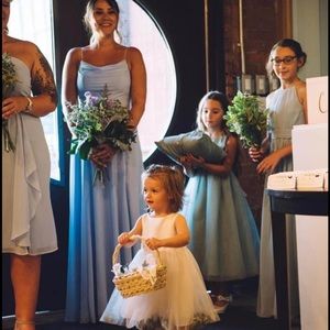 David's Bridal Ice blue bridesmaid dress. Size 6. Worn once. No alterations